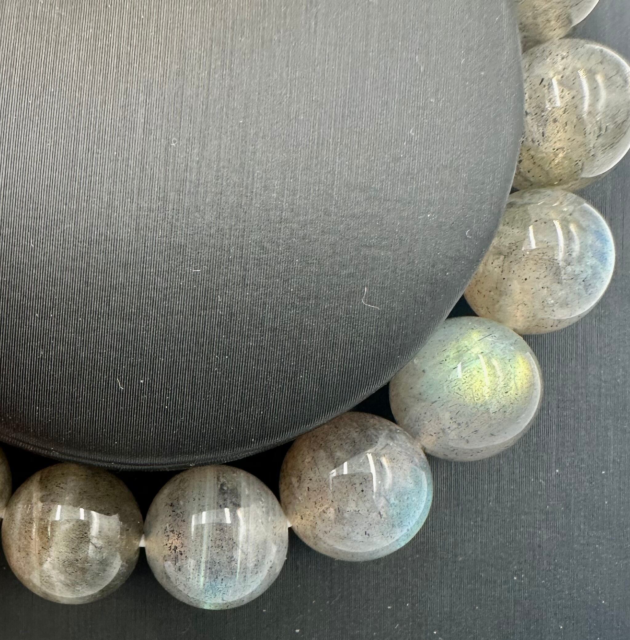 (00630)ラブラドライト Labradorite 11mm 曹灰長石 ラウンドカット ブレスレット