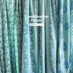 ブロックプリント生地【50cm単位】インド綿 花柄 くすみグリーン×ブルー #22347-GR1【再入荷】