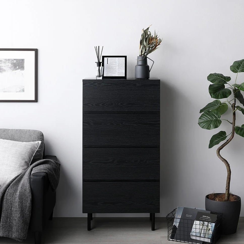 【幅60㎝】大容量の大容量の引き出し収納4段ワイドチェスト