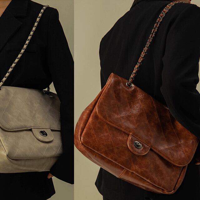 ショルダーバッグ レディース ワンショルダー チェーン フェイクレザー 高見え おしゃれ かっこいい 通勤 通学 ブラウン/ワインレッド/ホワイト/ブラック