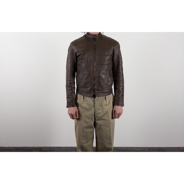 1970s "French Vintage" Brown Leather Riders Jacket