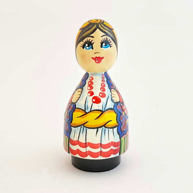 ウクライナの民族木人形（女性 / 青いベスト）
