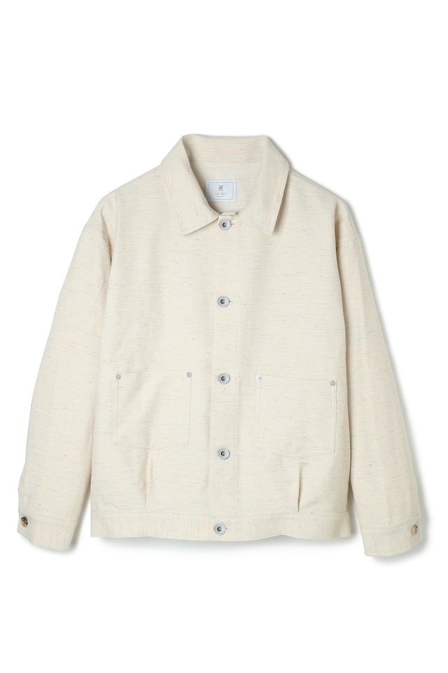 MELANGE TWEED TRUCKER BLOUSON IVORY