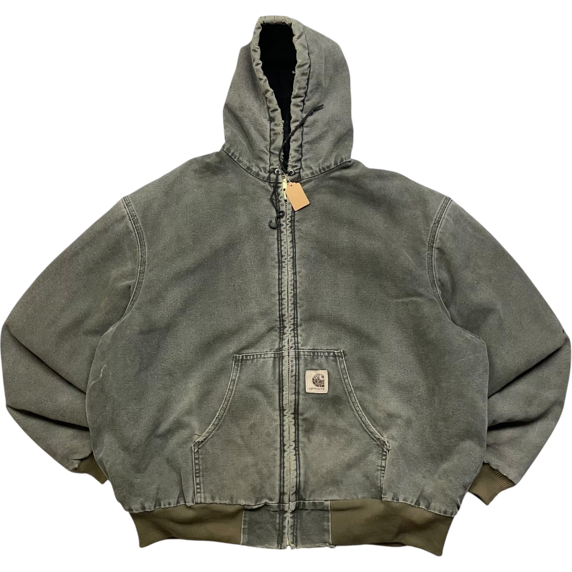 《M》 Carhartt カーハート アクティブジャケット ワークジャケット 裏地ダメージ フェード モスグリーン no.8767