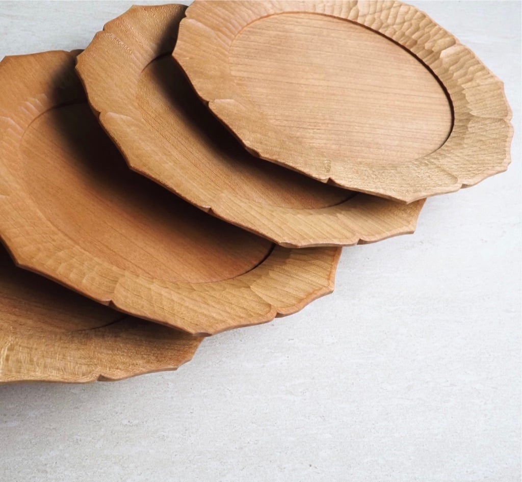 【新品未使用】　濱端弘太　プレート　板皿 濱端 弘太／花6寸皿 チェリー | ならまちミレー