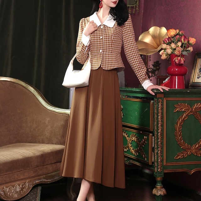 上品レトロ ジャケット＆フレアスカート セットアップ  00487