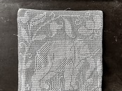 20s フランス 23c リネン 喜びの花と白象とクロッシェレースドイリー アンティーク