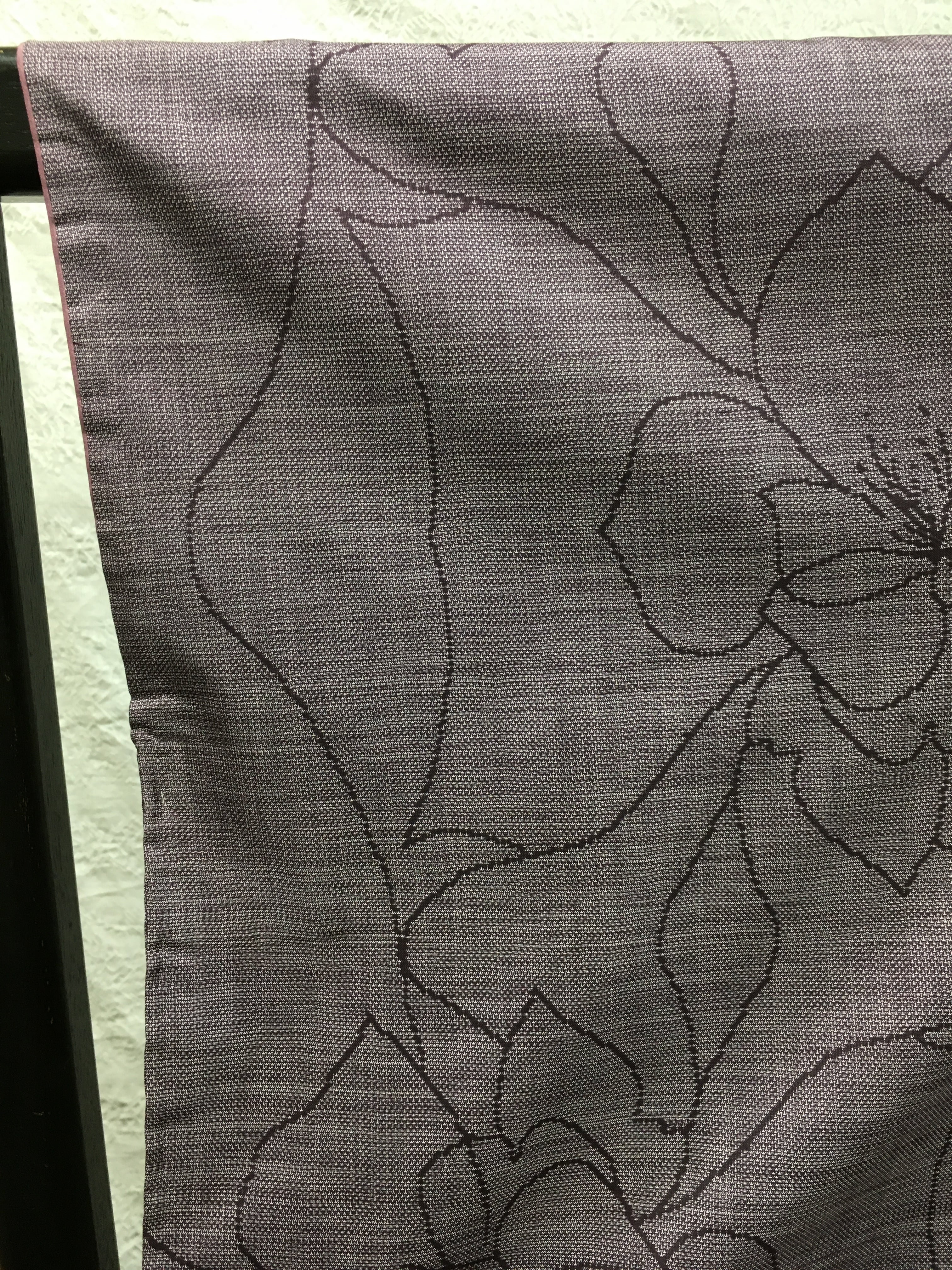 大島紬袷（紫地花）