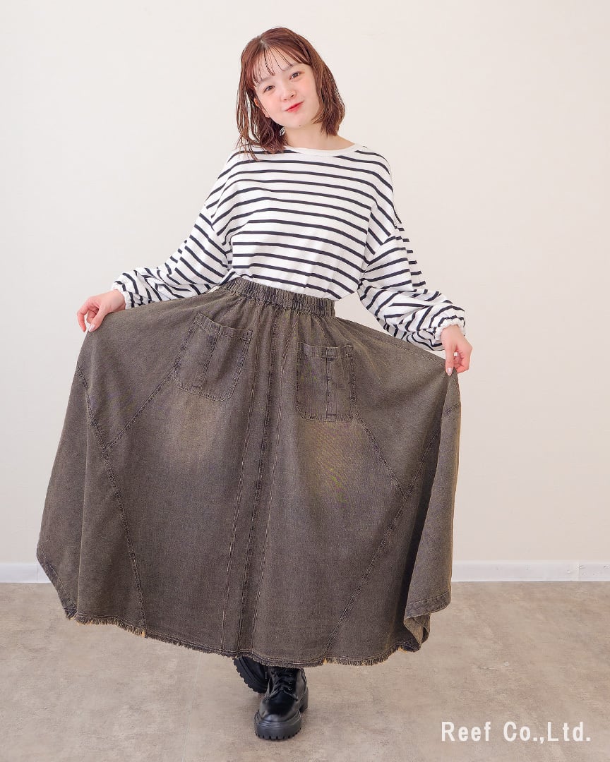 ネックスルーデニムスカート】 ST-225943 Brand：ミリロピュール