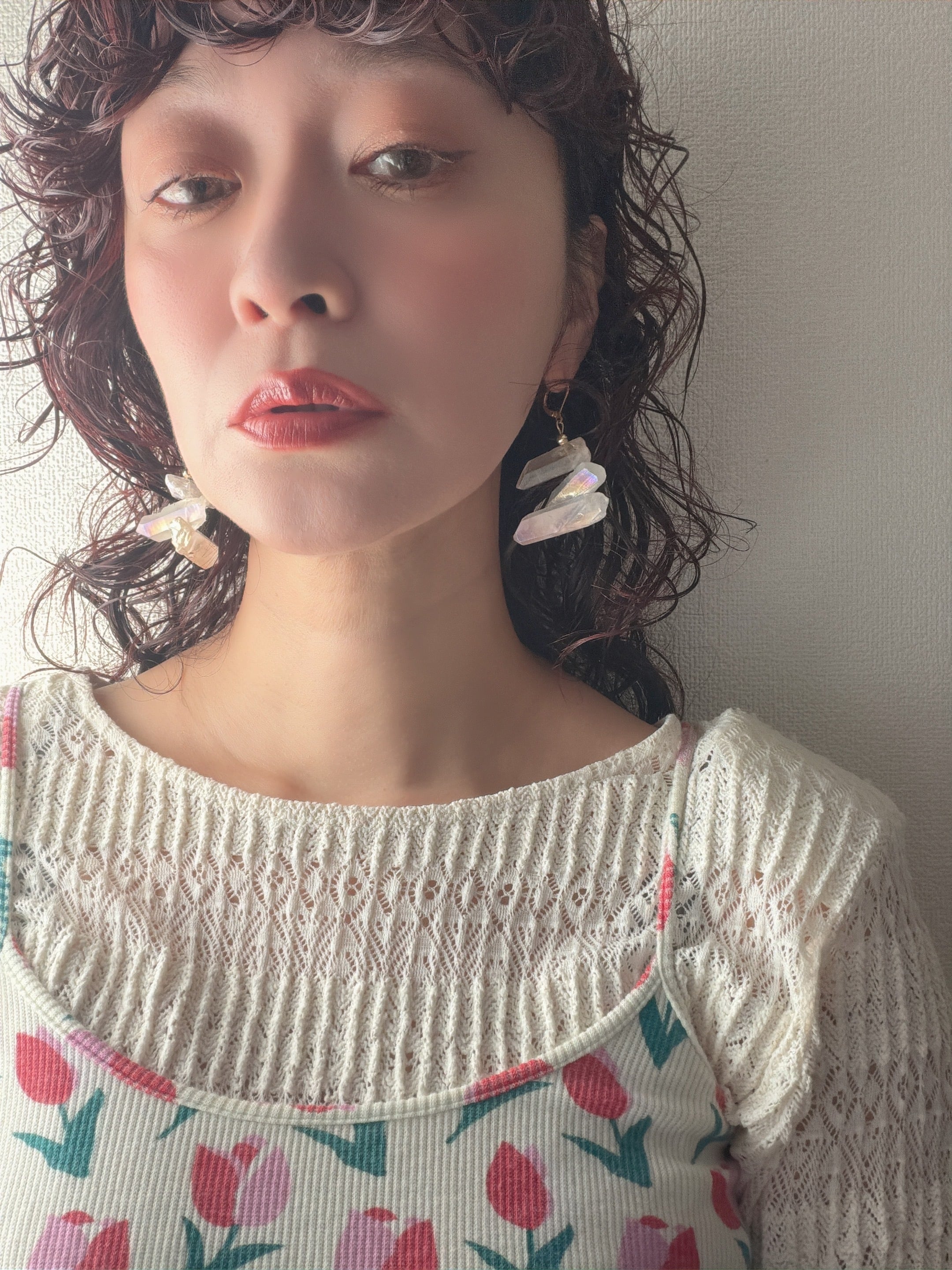 Crystal glass フックピアス/ねじ式イヤリング | soimeme accessories
