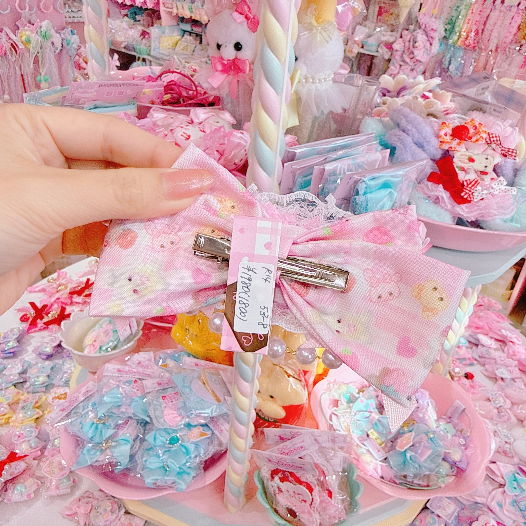 【R14】53-8布リボンヘアクリップ