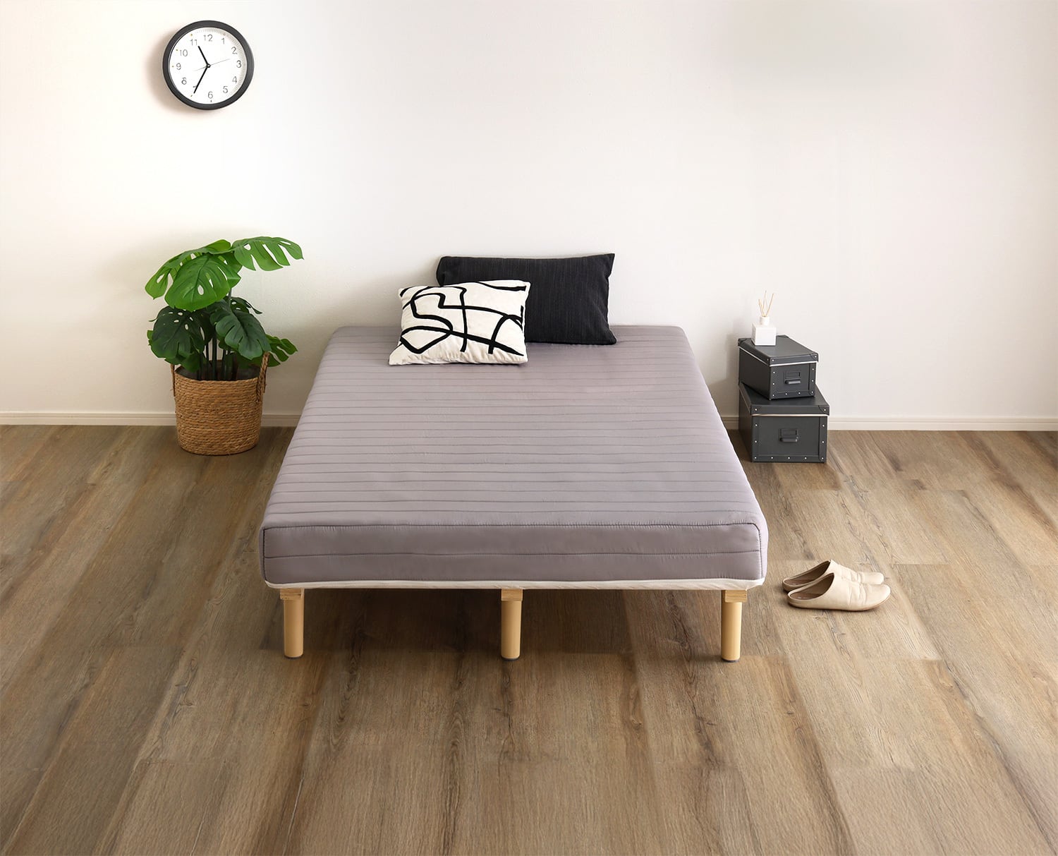 脚付きポケットコイルロールマットレス すのこベッド セミダブルサイズ