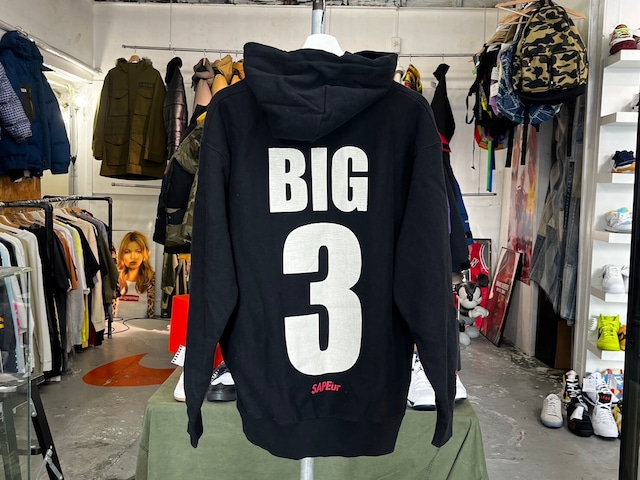 SAPEur BIG3 CLASSIC VINTAGE HOODIE BLACK LARGE 34309