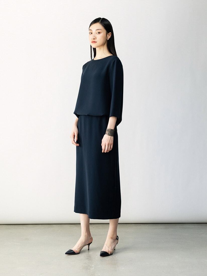 STRAIGHT SKIRT（BLACK,NAVY）18BA06 | saqui (store)