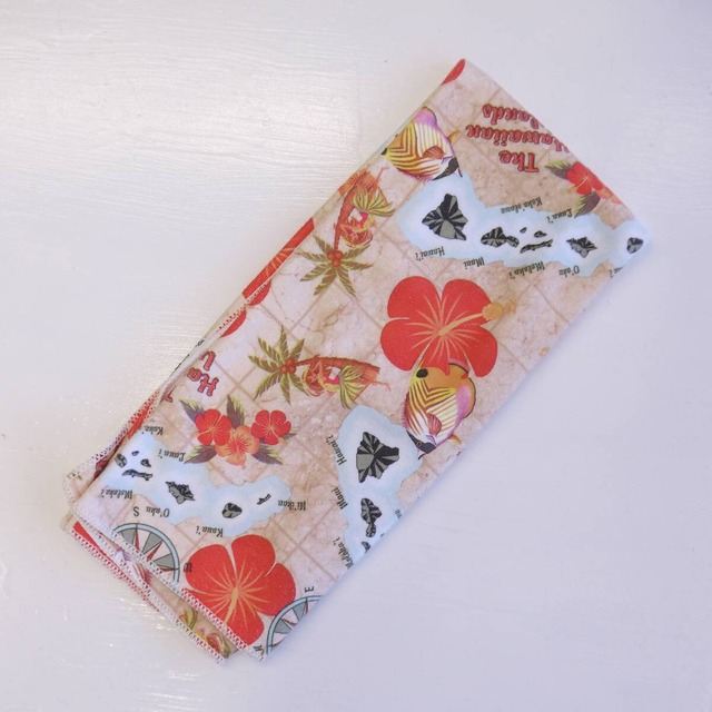 ★ハワイ直輸入★キッチンタオル／ハワイアンキッチン雑貨／マイクロファイバータオル／ディッシュクロス＜ベージュ／ハイビスカス＞