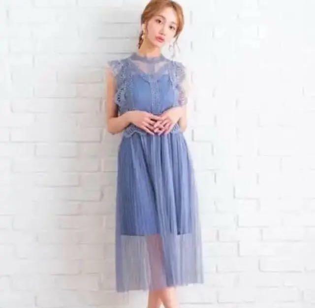 ノースリーブチュールワンピース 結婚式 謝恩会 ブライドメイド デート Flowernet