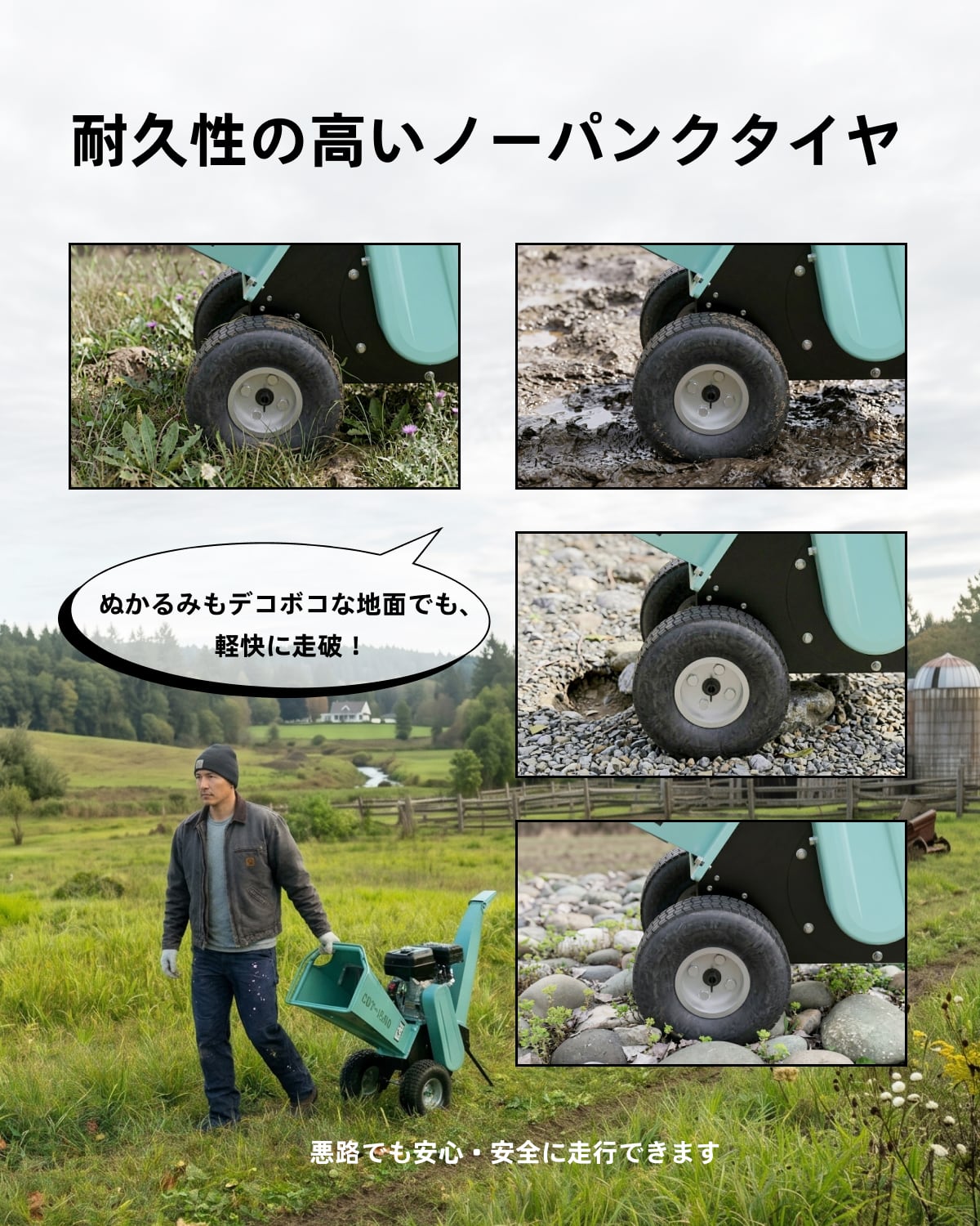 ウッドチッパー Kareyouエンジン粉砕機 木材最大110mm粉砕能力 COY150B