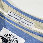 90s DOCKERS ドッカーズ Levi's マルチストライプ 半袖 シャツ L /ビンテージ/古着