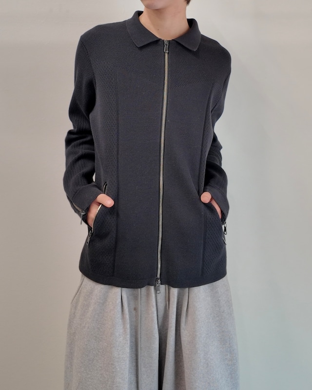 【5351 pour les hommes】curve pattern zip up blouson