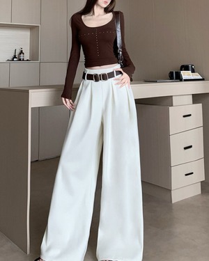 ハイウエストワイドパンツ 2color A0871