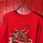80s USA製Tultex テキサスサンアントニオ　ヴィンテージラグランスウェット　ロデオ　カウボーイ　牛
