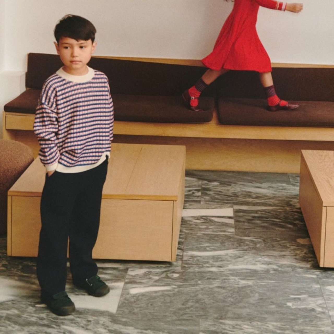 ＜FUB＞Baby&Kids マルチカラー セーター Multi Sweater  (Ecru / Deep Indigo / Classic Red) - 4