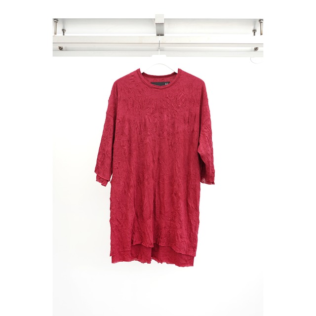 [A.F ARTEFACT] (エーエフアーティファクト) ag-9073 Gauze Washer Over Sized Tee (RED)