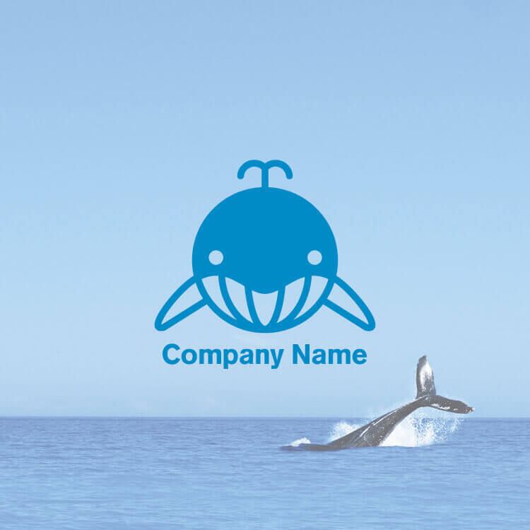 くじらです。 丸い形のクジラのロゴ：01791 | ロゴマークガーデンBASE店｜ロゴ