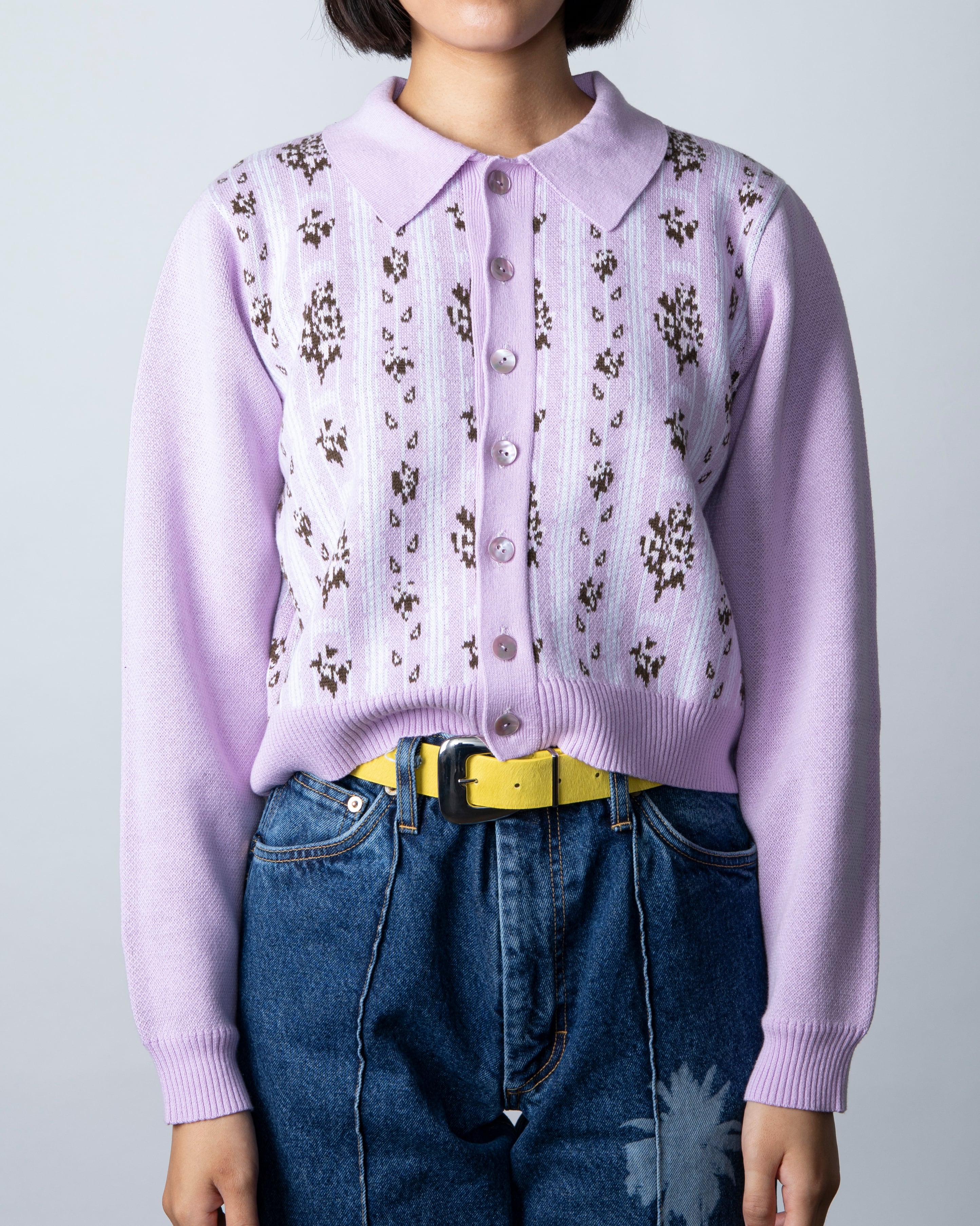 TTT MSW】Flower Jacquard knit cardigan(PURPLE)〈送料無料〉 | STORY