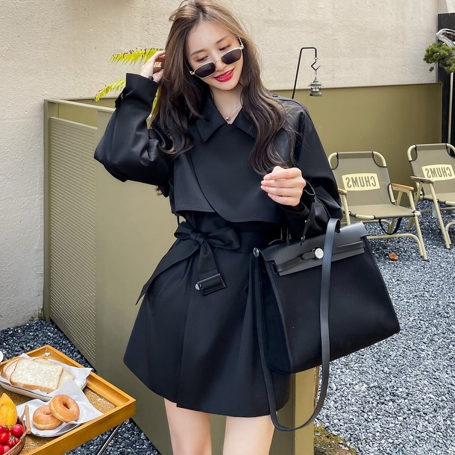 ショート丈ワンピース風トレンチコート A-0602 | miie online store