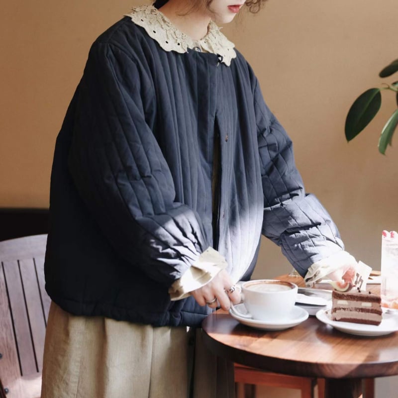 キルティングフロントボタンジャケット W1625