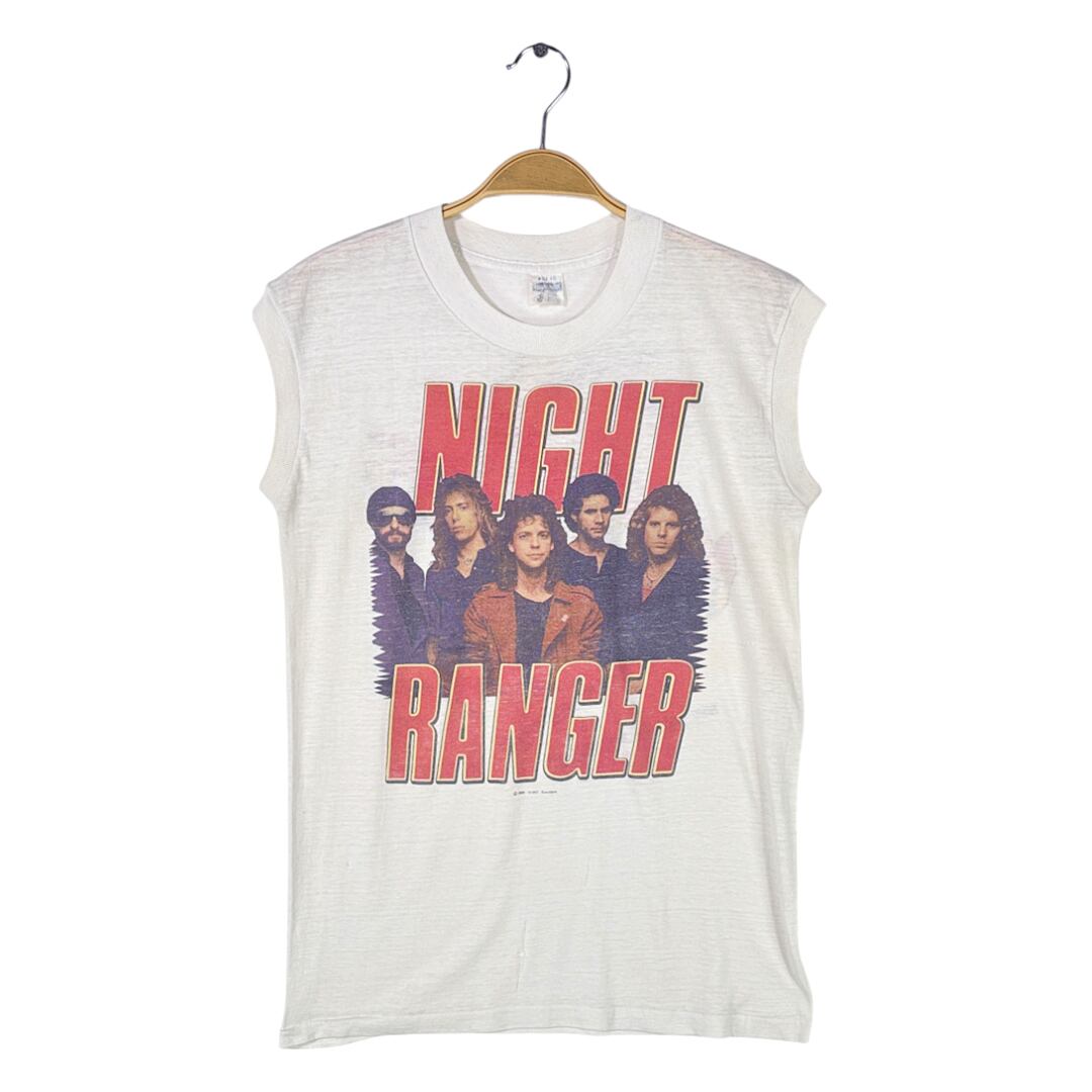 80s ナイトレンジャー ヴィンテージTシャツ ノースリーブ ミッドナイトマッドネス ロックTシャツ NIGHT RANGER ヘルスニット メンズM 古着 @AAB1372