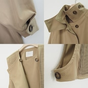 stand collar parts pleats long CO/beige