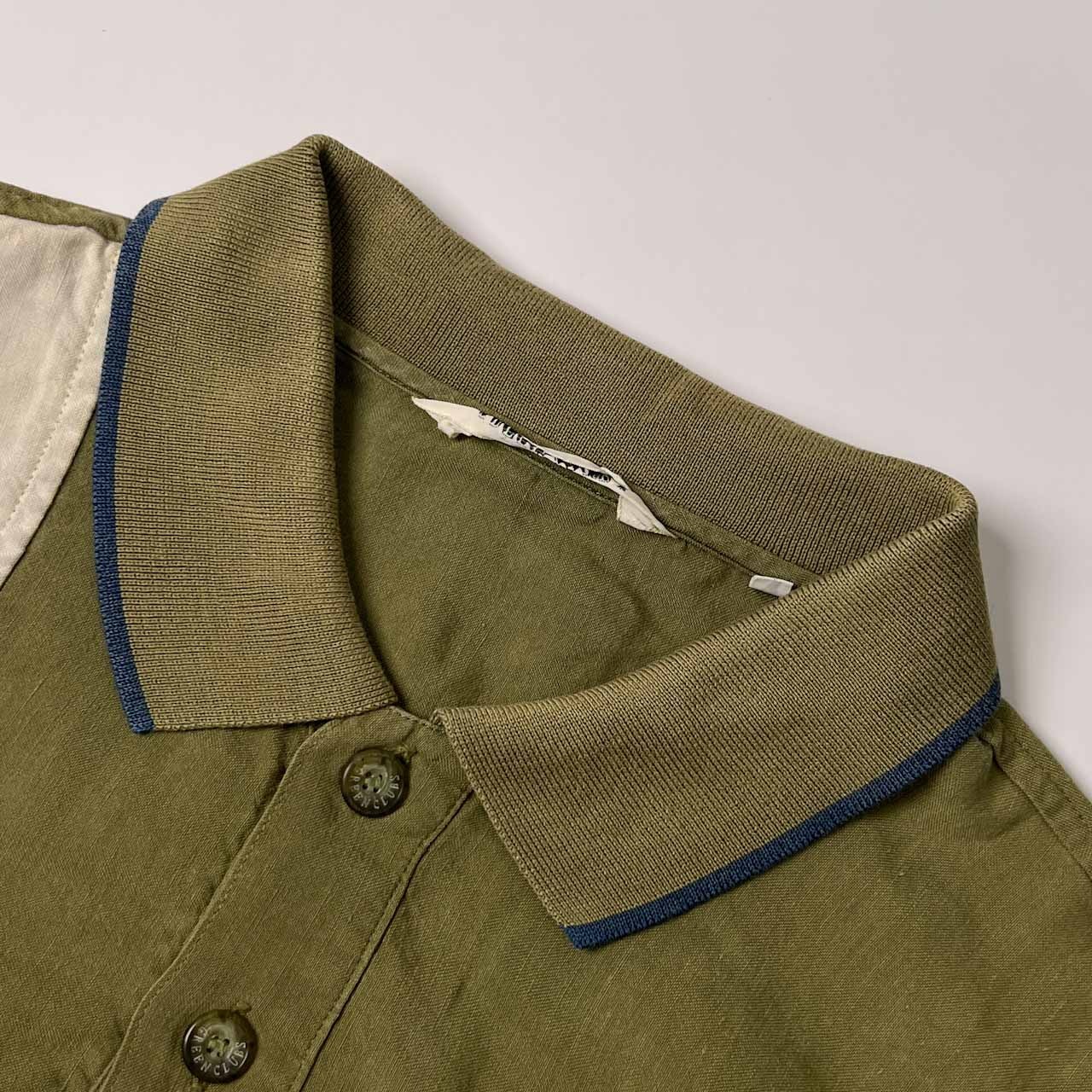 リネン混 GREENCLUBS グリーンクラブ ハーフボタン 半袖シャツ 3/マルチ メンズ ライカ ビンテージ