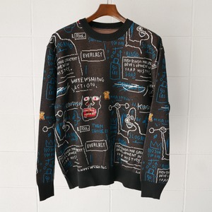 WACKOMARIA JEAN-MICHEL BASQUIAT/CREW NECK SWEATER