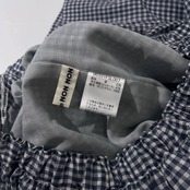 Mademoiselle NON NON タグ付き リネン ギンガムチェック ロング丈 フレアスカート ネイビー ホワイト