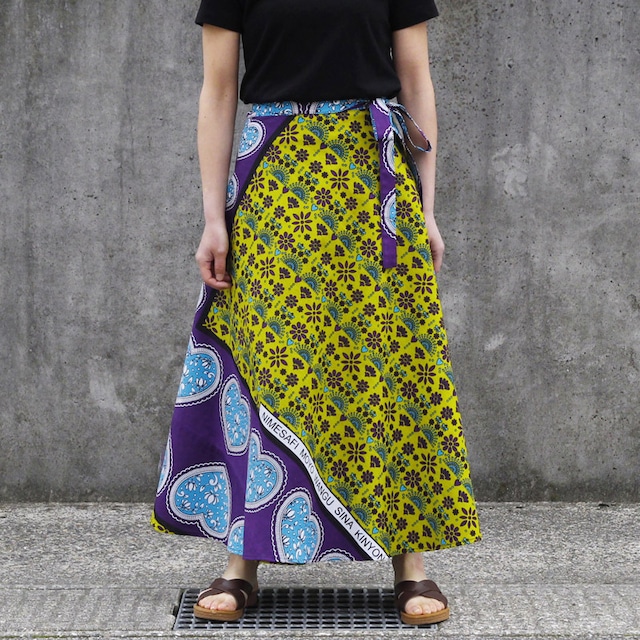 カンガの巻きスカート（アフリカ布スカート）ロングスカート