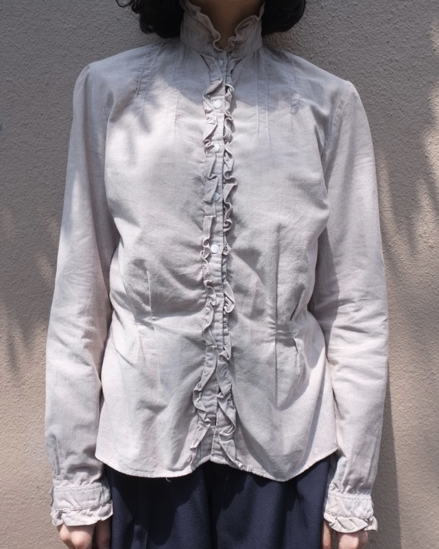 grayish blouse gathered collar (Ralph Lauren)