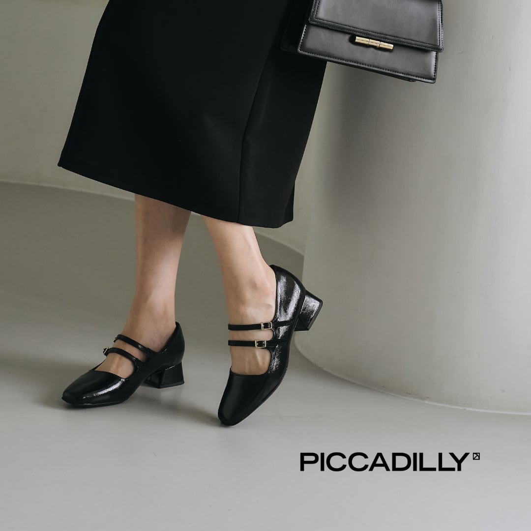 メリージェーン パンプス スクエアトゥ 3.5cm パテントブラック