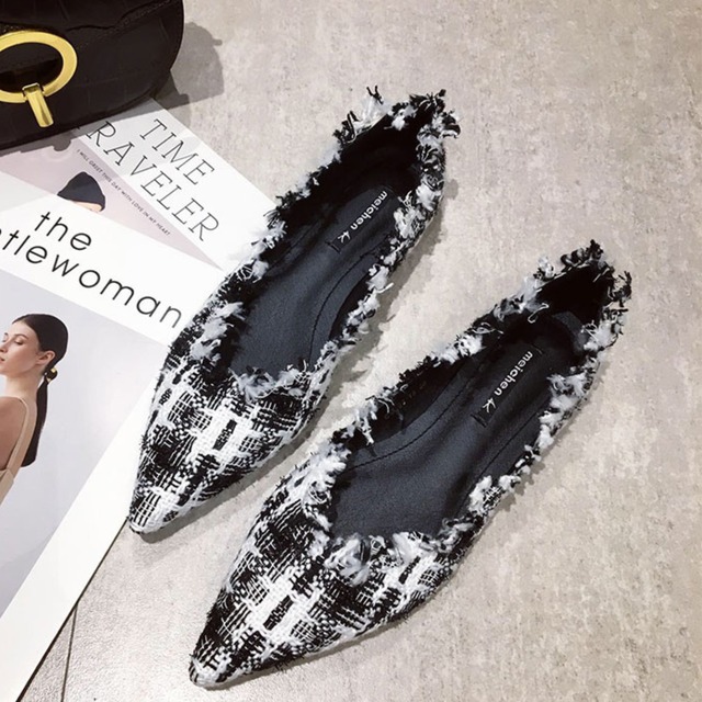 【カットオフポインテッドフラットシューズ 】P02496