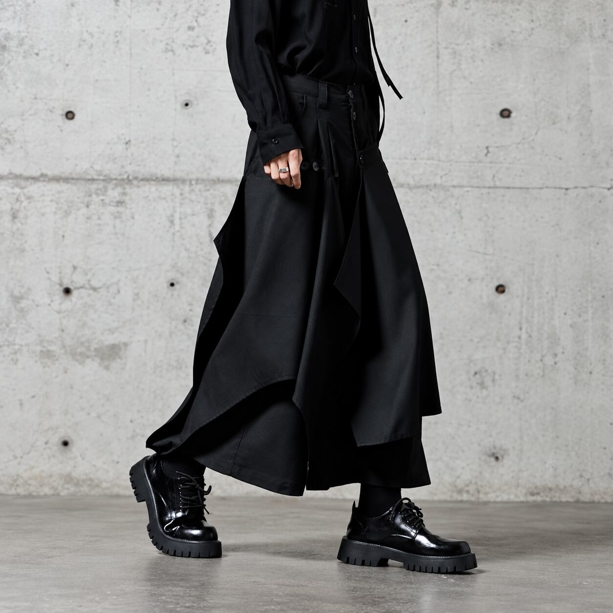 【ORV0005】Irregular Multi-Panel Culottes, Wide-Leg Pants