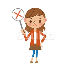 イラスト素材:若い女性のばつ・不正解・NGイメージ(ベクター・JPG)