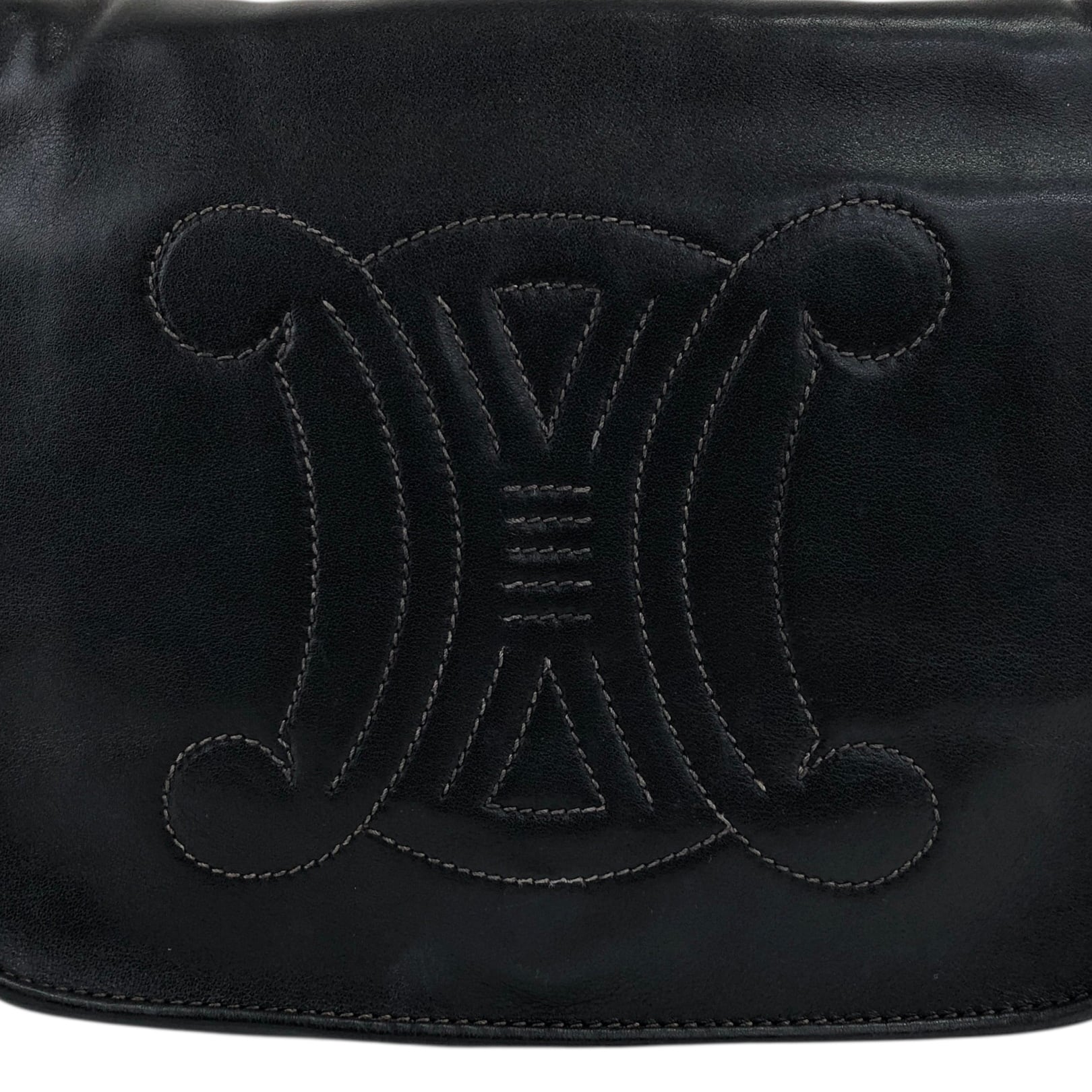 CELINE セリーヌ ショルダーバッグ ブラック ブラゾン ステッチ レザー