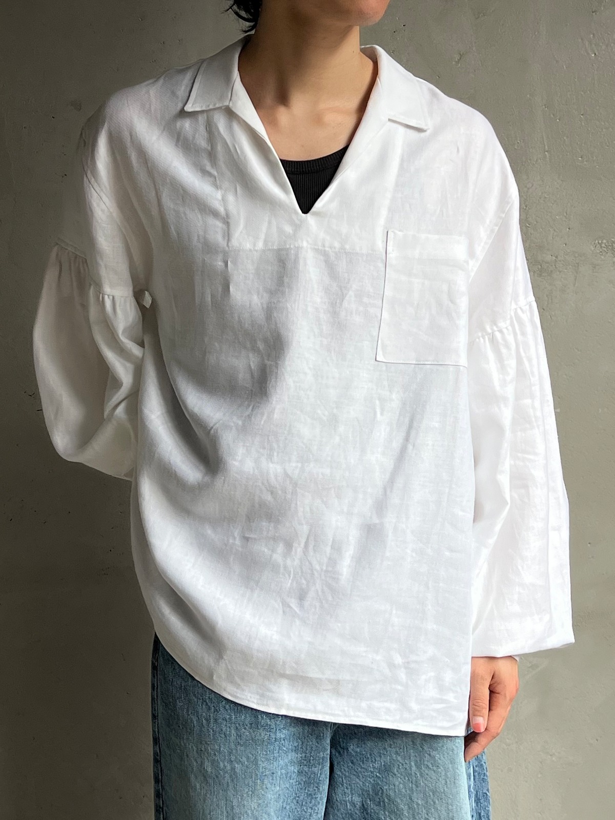 GEN IZAWA / Linen skipper shirt (white) | TUNAGI JAPAN