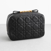 クリスチャンディオール カロ ポーチ カナージュ ラムスキン ブラック レザー