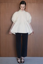 CLANE BALLON SLEEVE GATHER KNIT TOPS