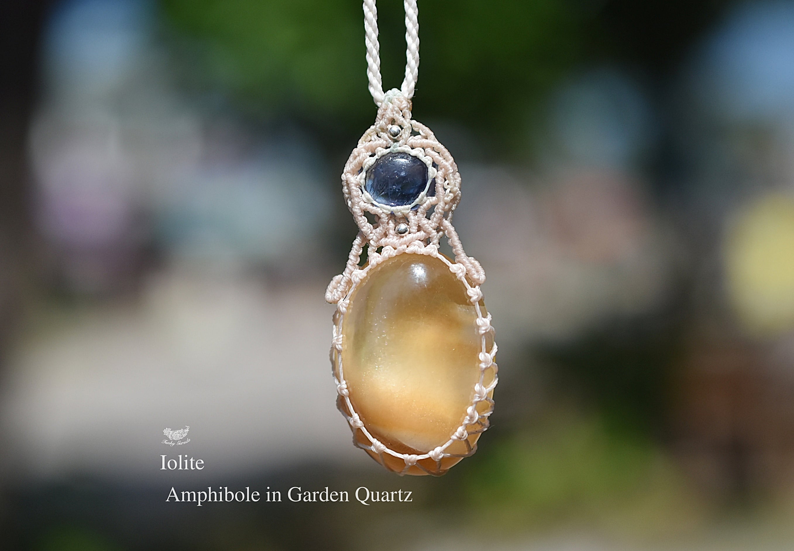 レア★綿毛ふわふわ★イエローアンフィボールインクォーツ マクラメネックレス934