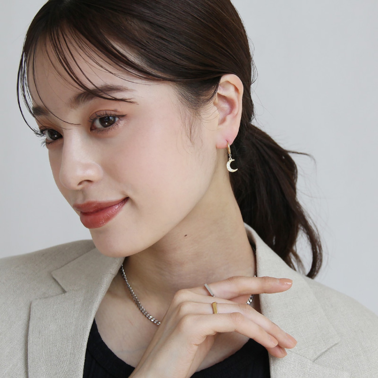 シルバー登場【ネコポス便】ピアス スター＆ムーンアシンデザインピアス 金属アレルギー サージカルステンレス　1762