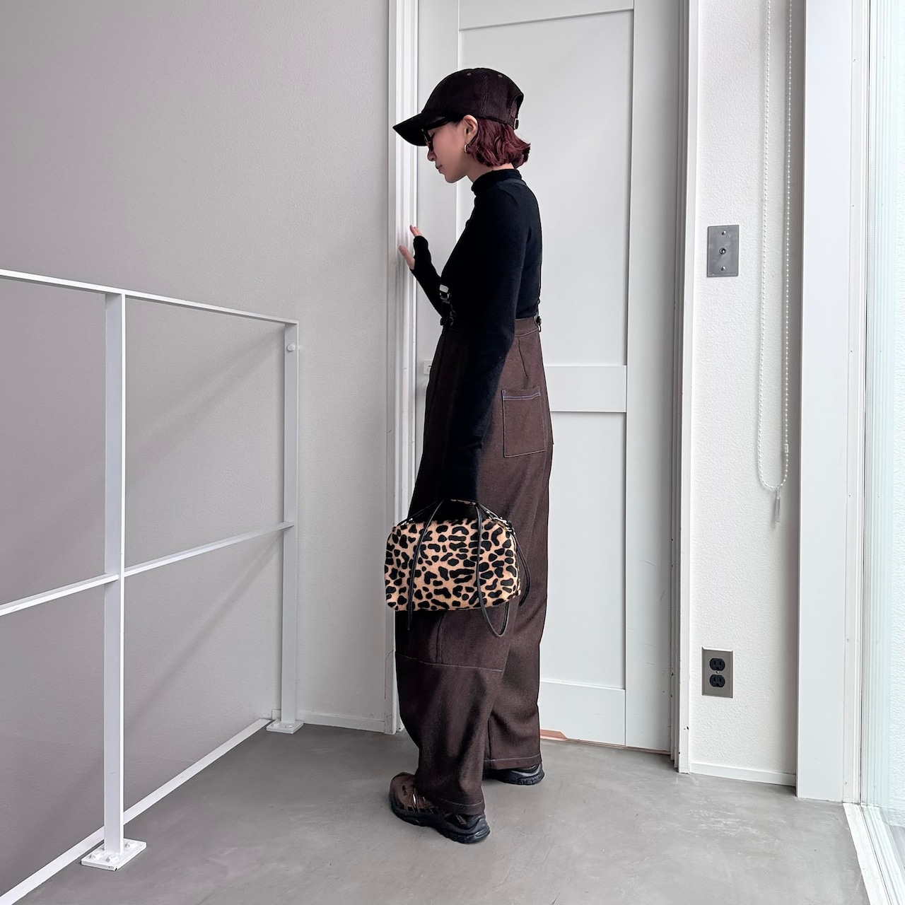 2025くしゅモック指穴knit/ブラック