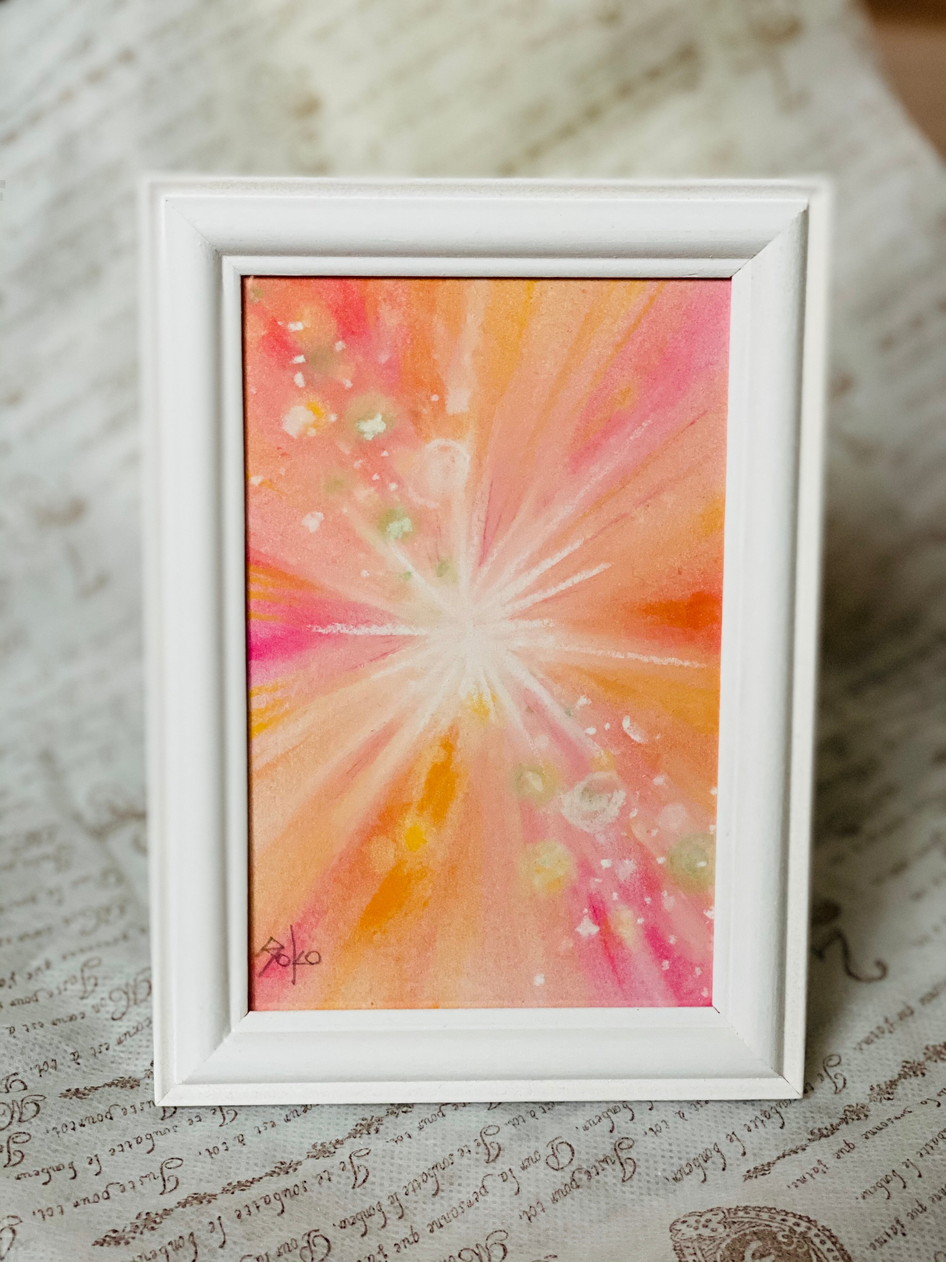 やわらかなピンクゴールドの光を放つ風水画☆原画 | Phase love